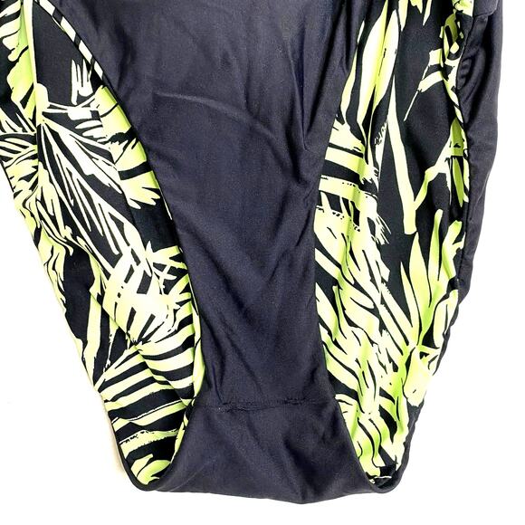 CITRUS Reversible Tropical Palm Print One Piece Swimsuit Womens 4 Green Black - Picture 11 of 12